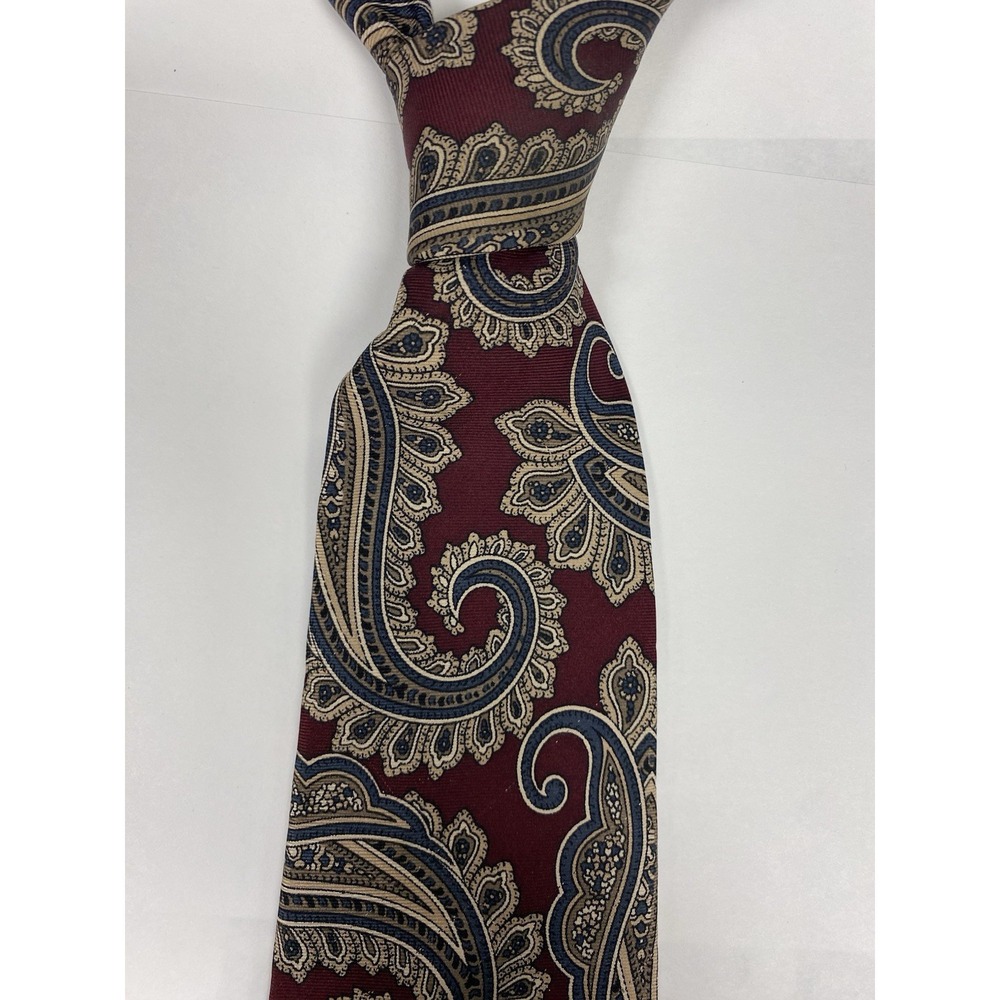 Vintage Guy Laroche Tie Burgundy Paisley Silk Paris Monsieur‎ Made In USA 90s